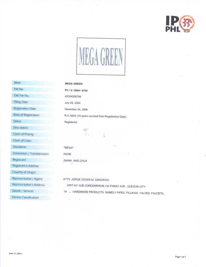 mega green certificate copy